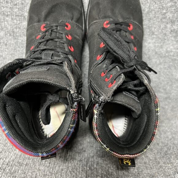 Dr. Martens Rozarya Boots Womens Size 10 Black Red Tartan Canvas Side Zip Hi Top - Picture 8 of 10